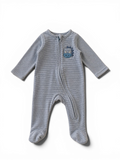 Baby-Strampler Dino-Patch gestreift mit Füssen C&A