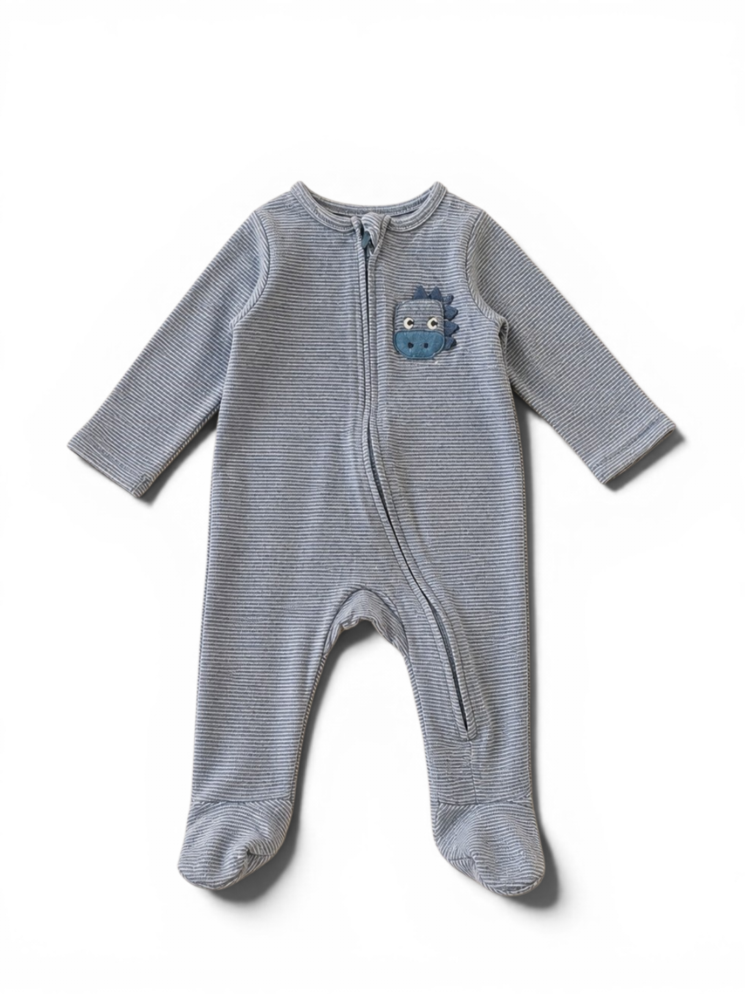 Baby-Strampler Dino-Patch gestreift mit Füssen C&A