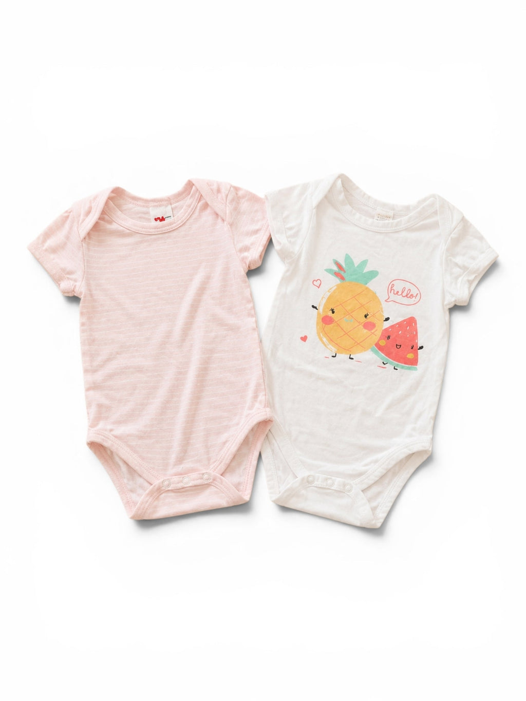 2er-Pack Kurzarm-Bodys Rosa Uni & Weiss Ananas-Print