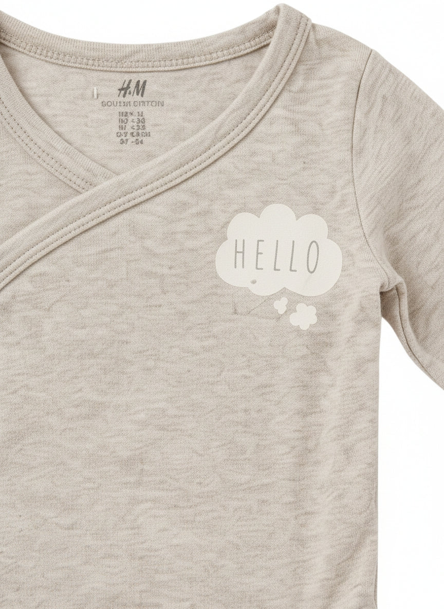 H&M 2er-Pack Body Hello und Gestreift Grösse 74