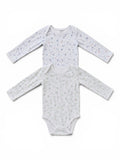 2er-Pack Langarm-Body Weiss Allover Print