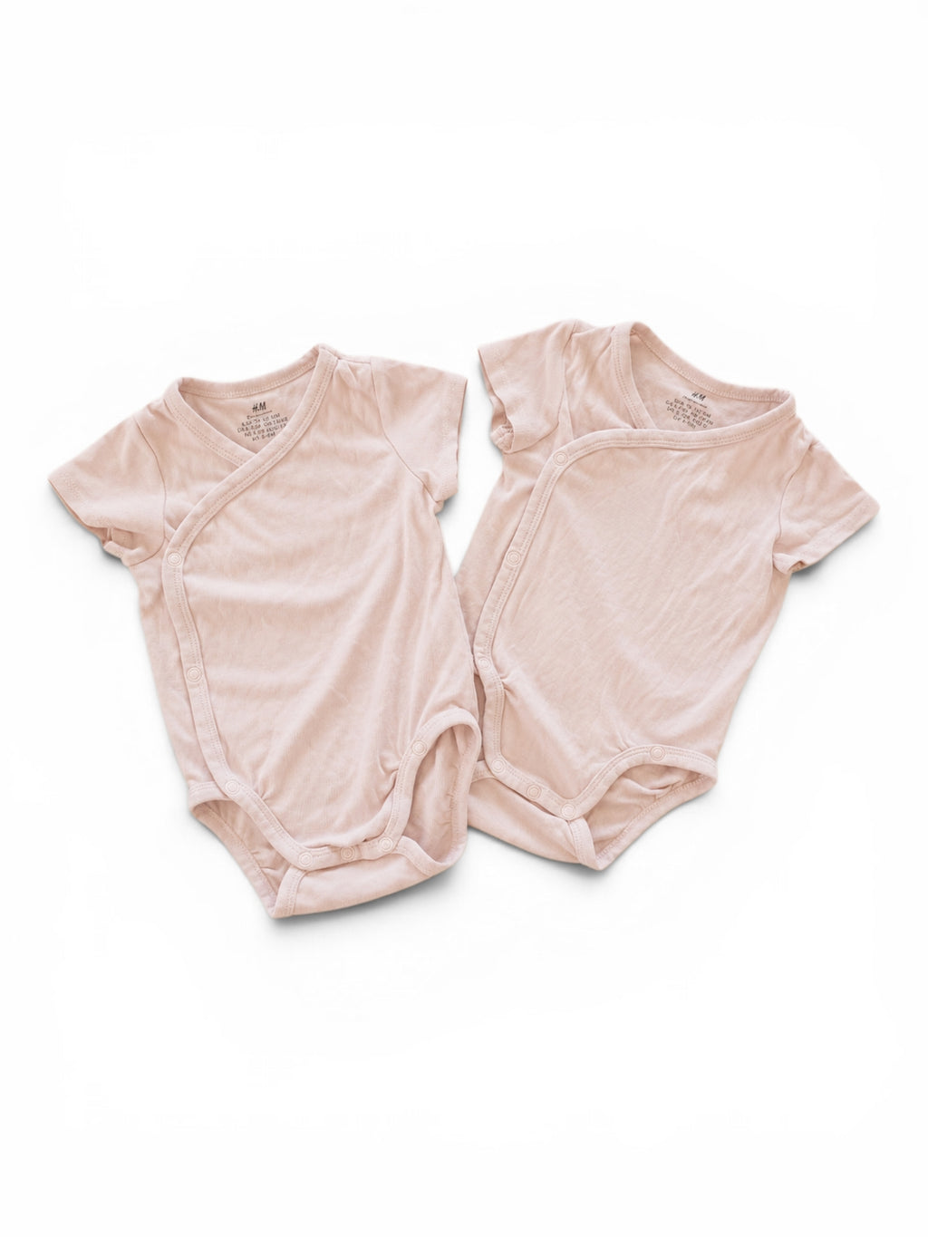 H&M 2er-Pack Wickelbodys Kurzarm Rosa Uni