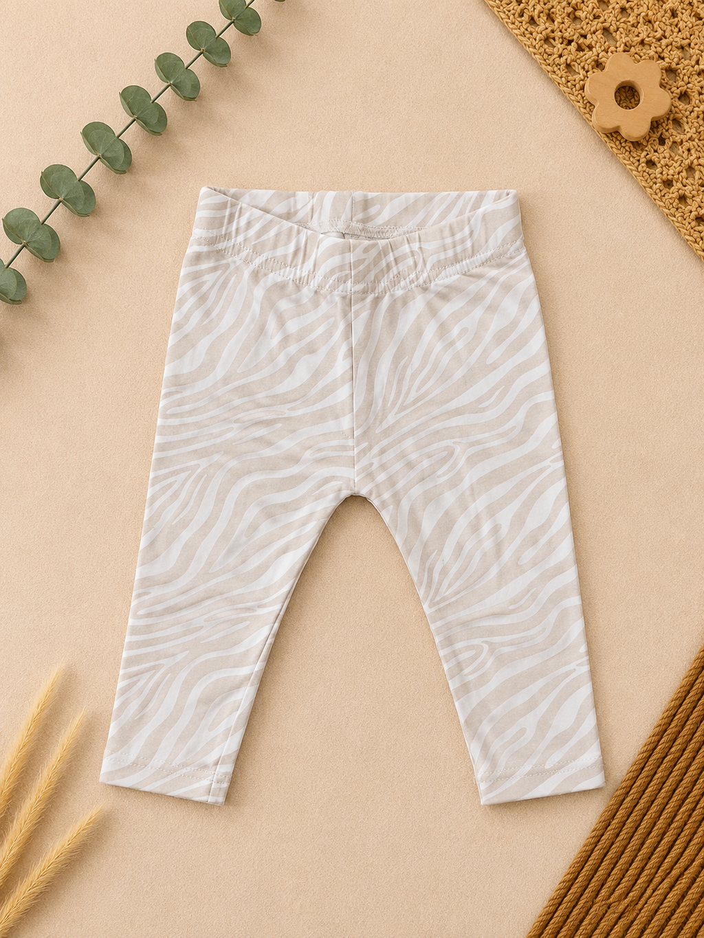 Leggings Creme-Weiss Zebra-Print