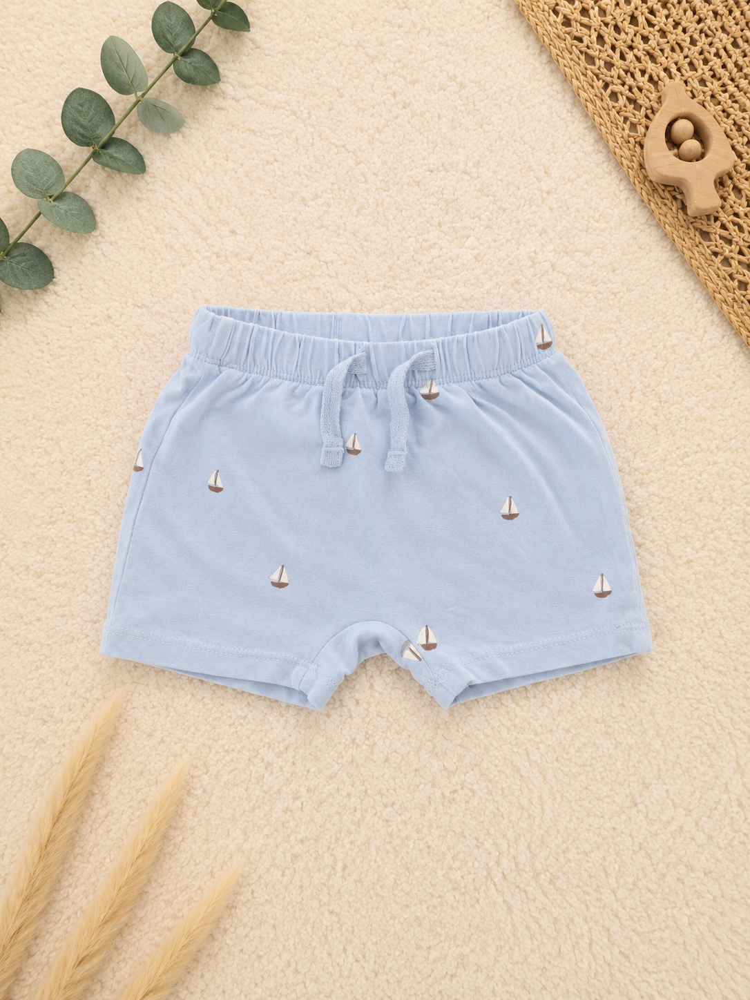 H&M Short Hellblau Segelboot-Allover