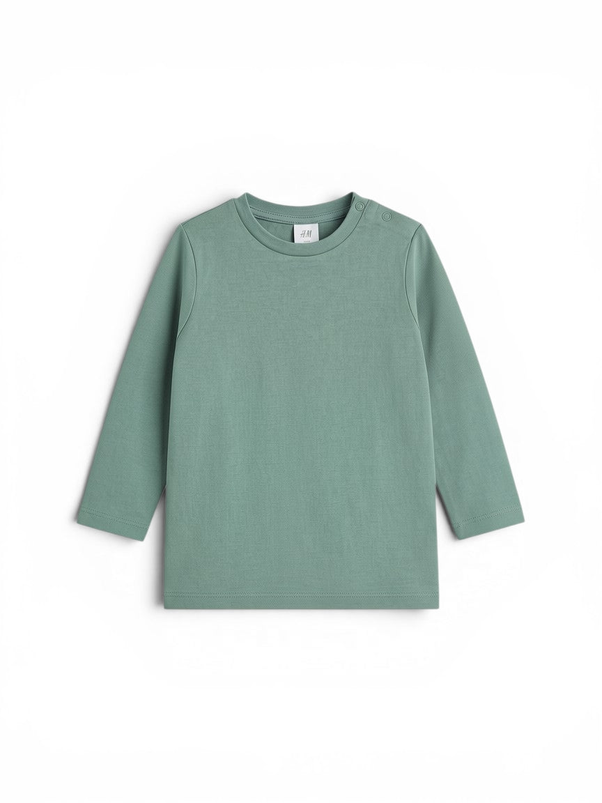 H&M Langarm-Shirt Salbeigrün Uni