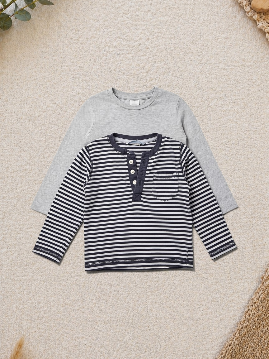 H&M 2er-Pack Shirts Grau