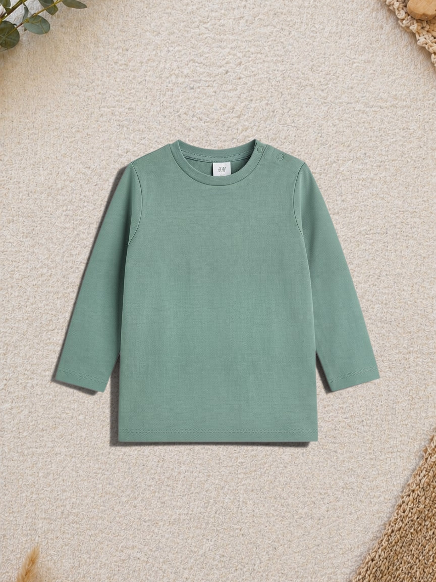 H&M Langarm-Shirt Salbeigrün Uni